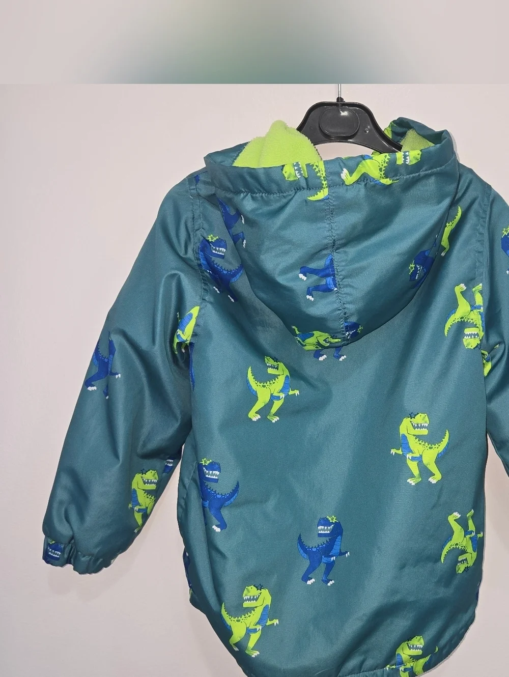 Carter's  Boys Teal  Windbreaker with Blue & Neon Green Dino Print - Size 4T